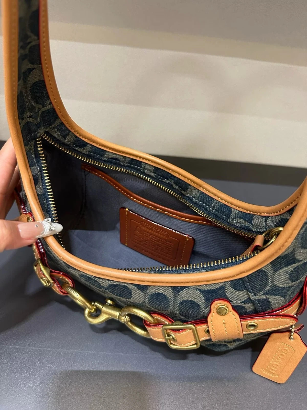 Coach Belted Ergo 26 Signature Denim CEN94 NWT