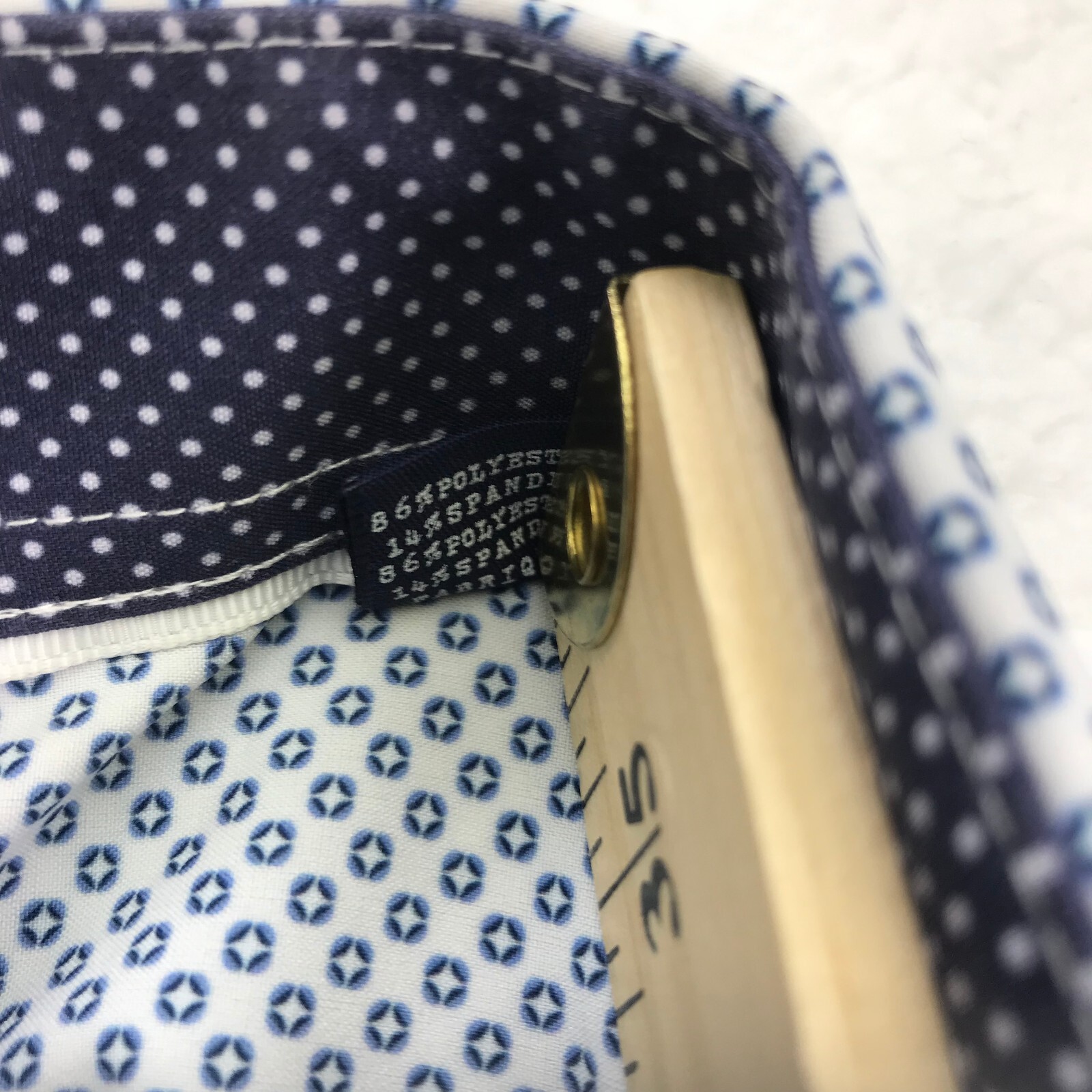 Con.Struct Shirt Mens 17 32-33 White Blue Geo 4 Way Stretch Slim Fit Flip Cuff
