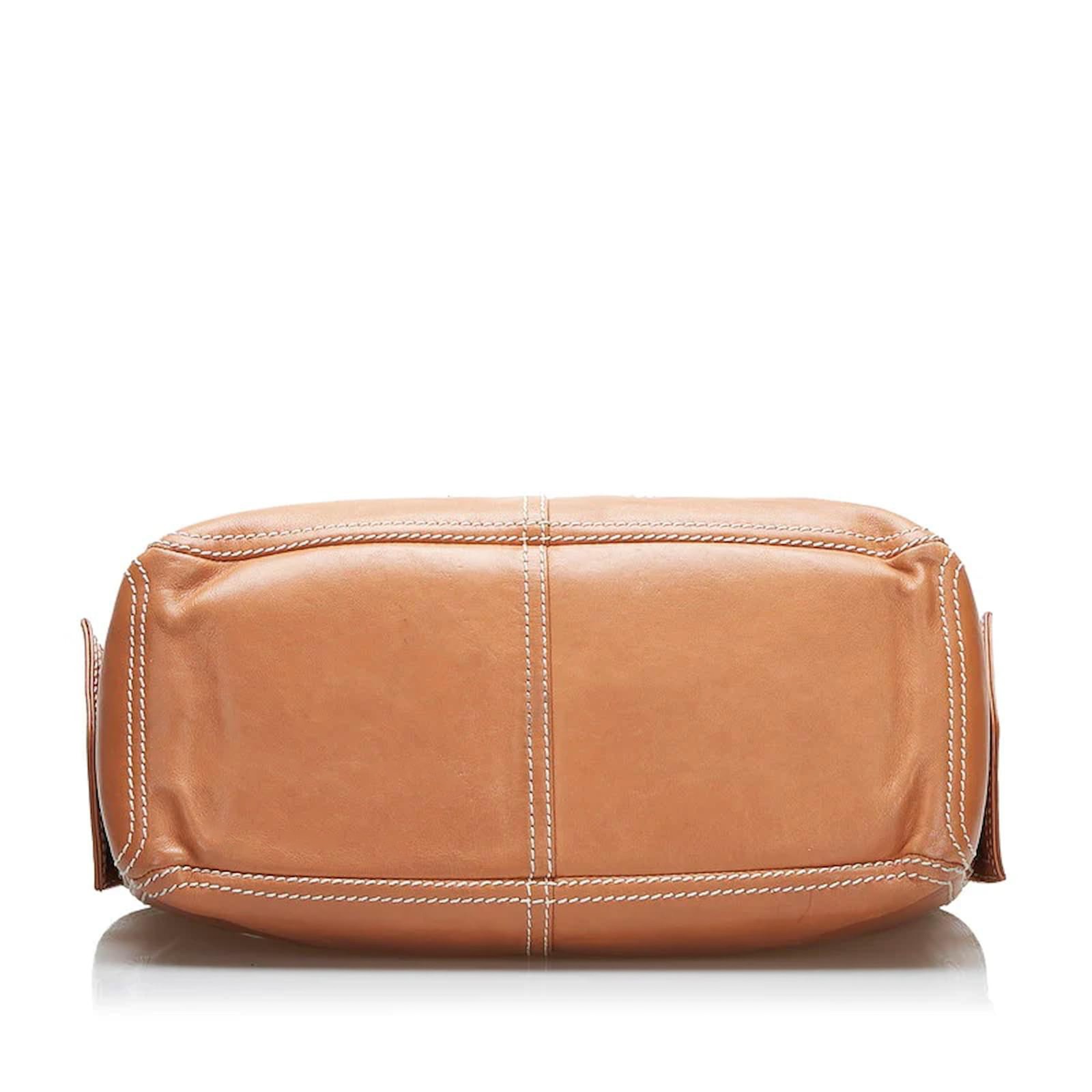 Celine Boogie Bag Tan Brown Quilted Calfskin Top Handle Gold HW Satchel Handbag