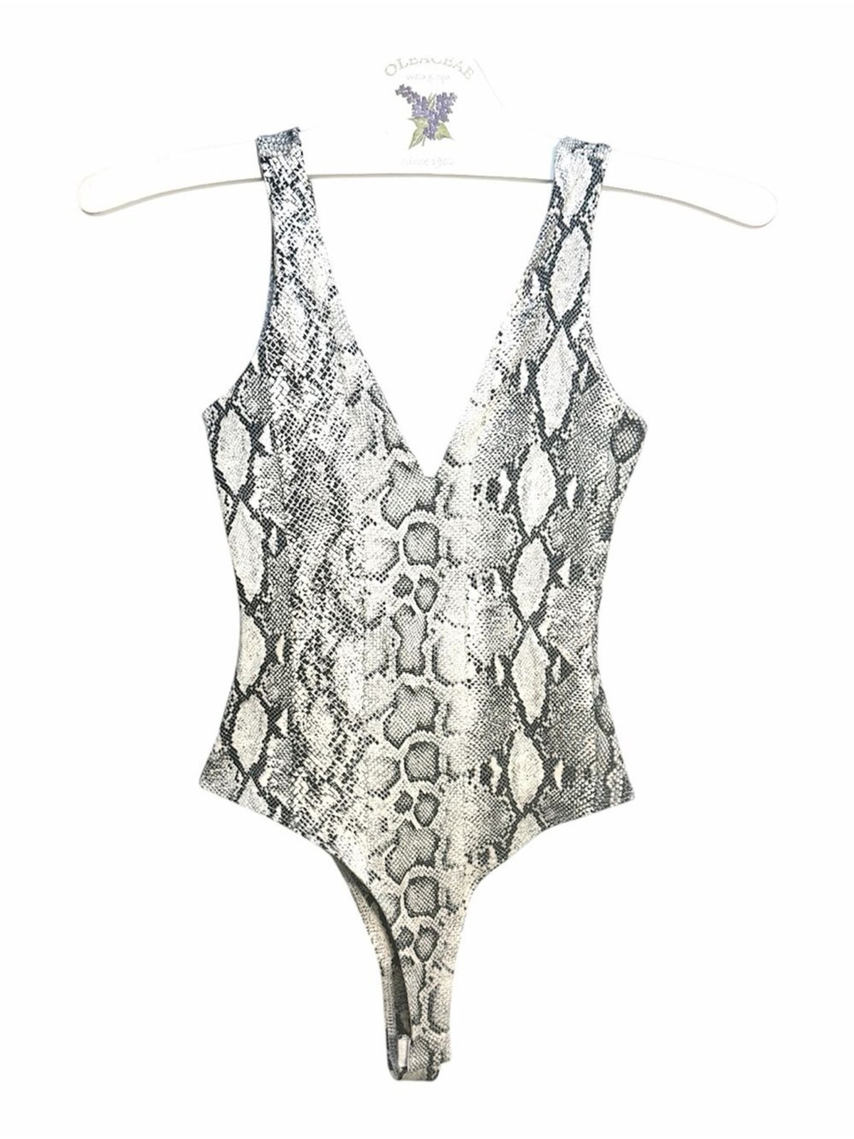 LULUS Women’s Wildlife Black and White Snake Print One Piece Bodysuit Size XS