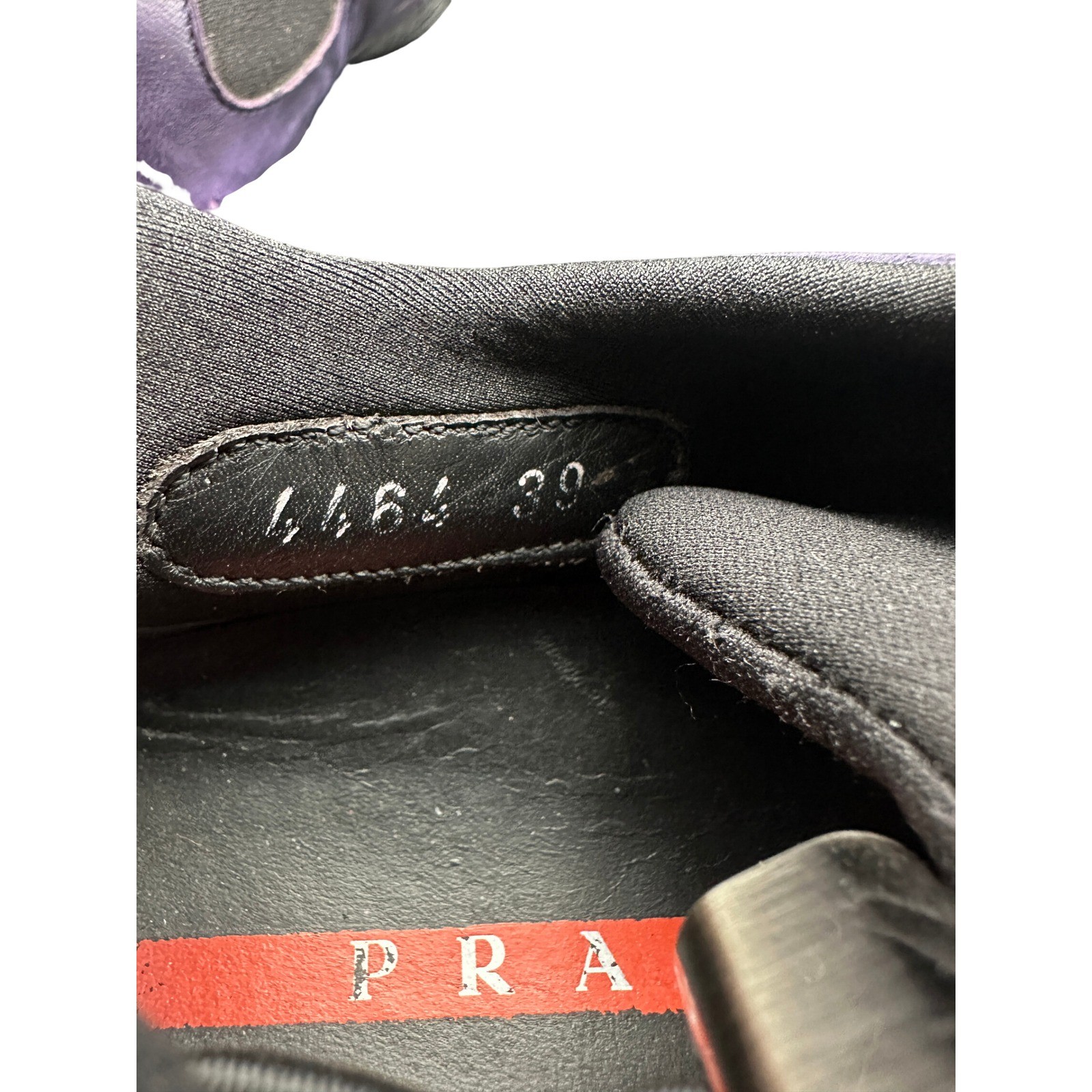 Vintage 2002 Prada Linea Rossa Purple Leather Sneakers Toggle Lace Womens 39 KC