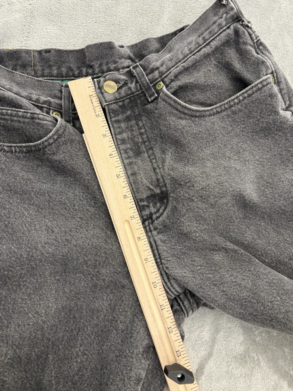 Vintage LL Bean Flannel Lined Jeans Men’s Size 30×29 Black Distressed