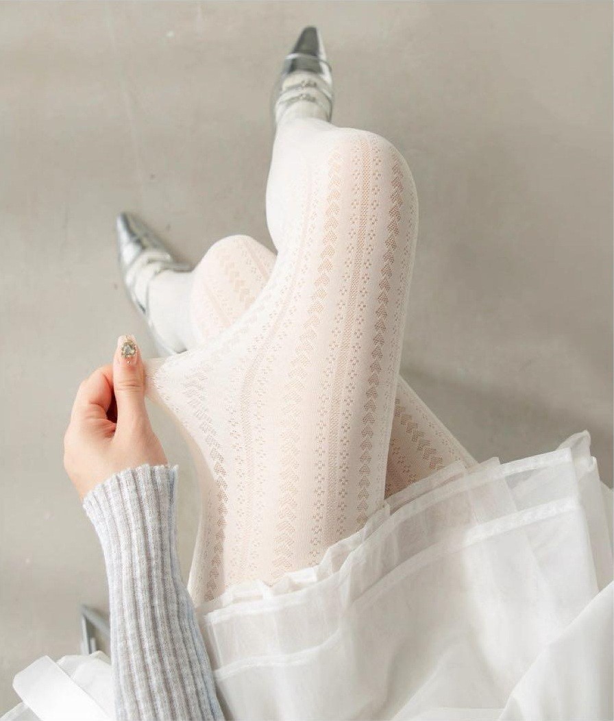 WOMEN’S HEART PATTERN OUTLINE KNIT TIGHTS JACQUARD OPAQUE PANTYHOSE STOCKINGS