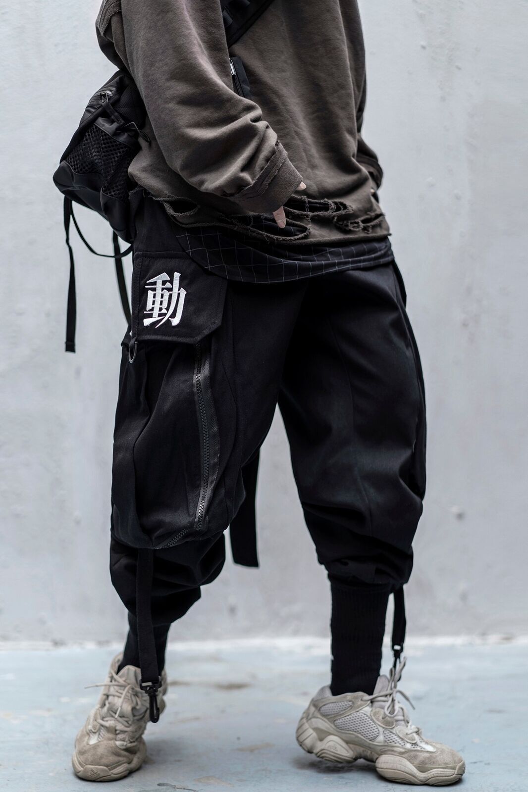 Niepce Streetwear Black Harem Techwear Unisex Joggers Urban Japanese Cargo Pants