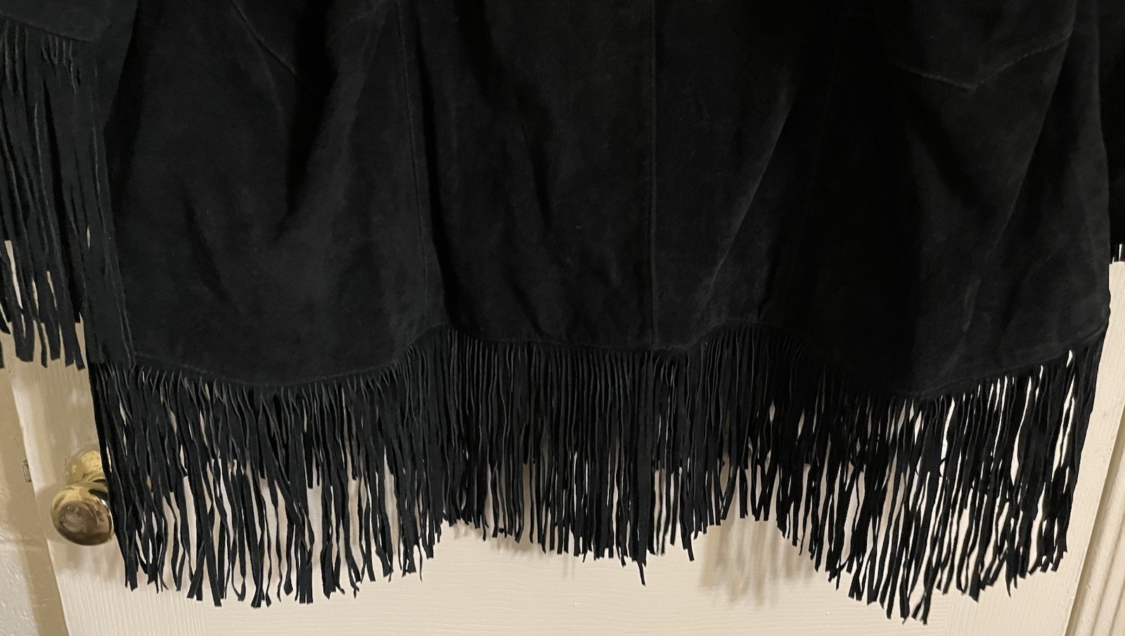 Vtg Via Accenti Suede Jacket Womens Plus sz 26W Black Fringe Toggle Buttons