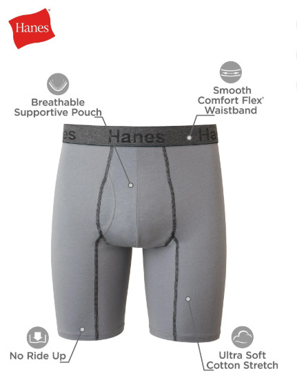 Hanes Men’s Comfort Flex Fit Cotton Stretch Long Leg Boxer Brief 2XL -Pack of 3
