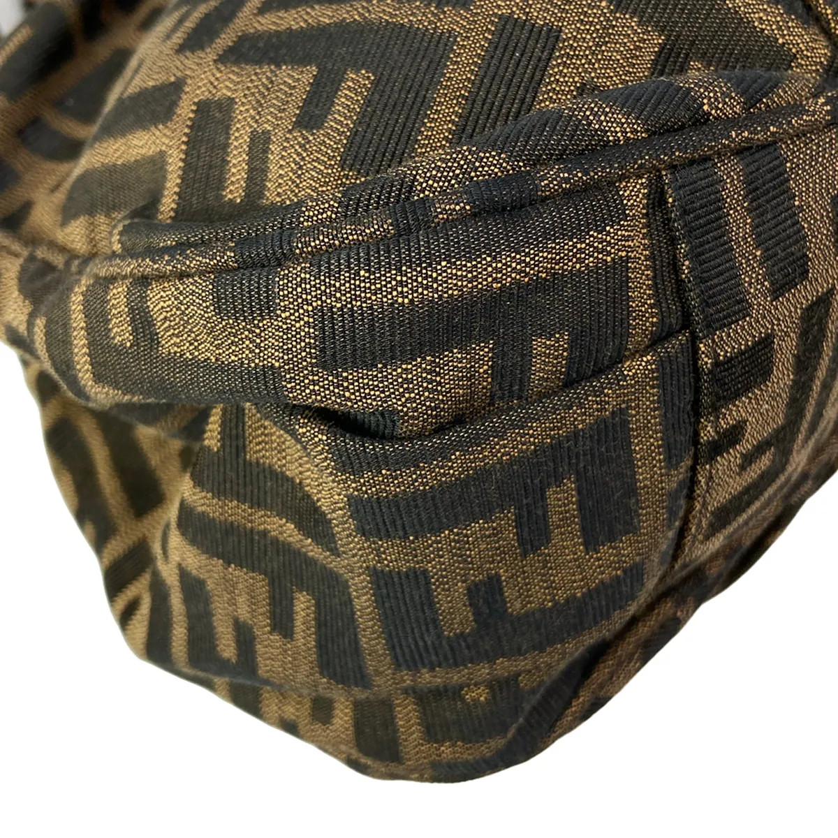 FENDI Zucca 8BR615 Light Brown Black Gold Jacquard Patent Leather Hardware