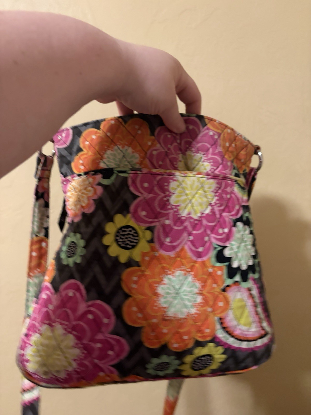 Vera Bradley Multicolor Floral Zip Crossbody Bag Purse w/ Strap, Inner Pockets
