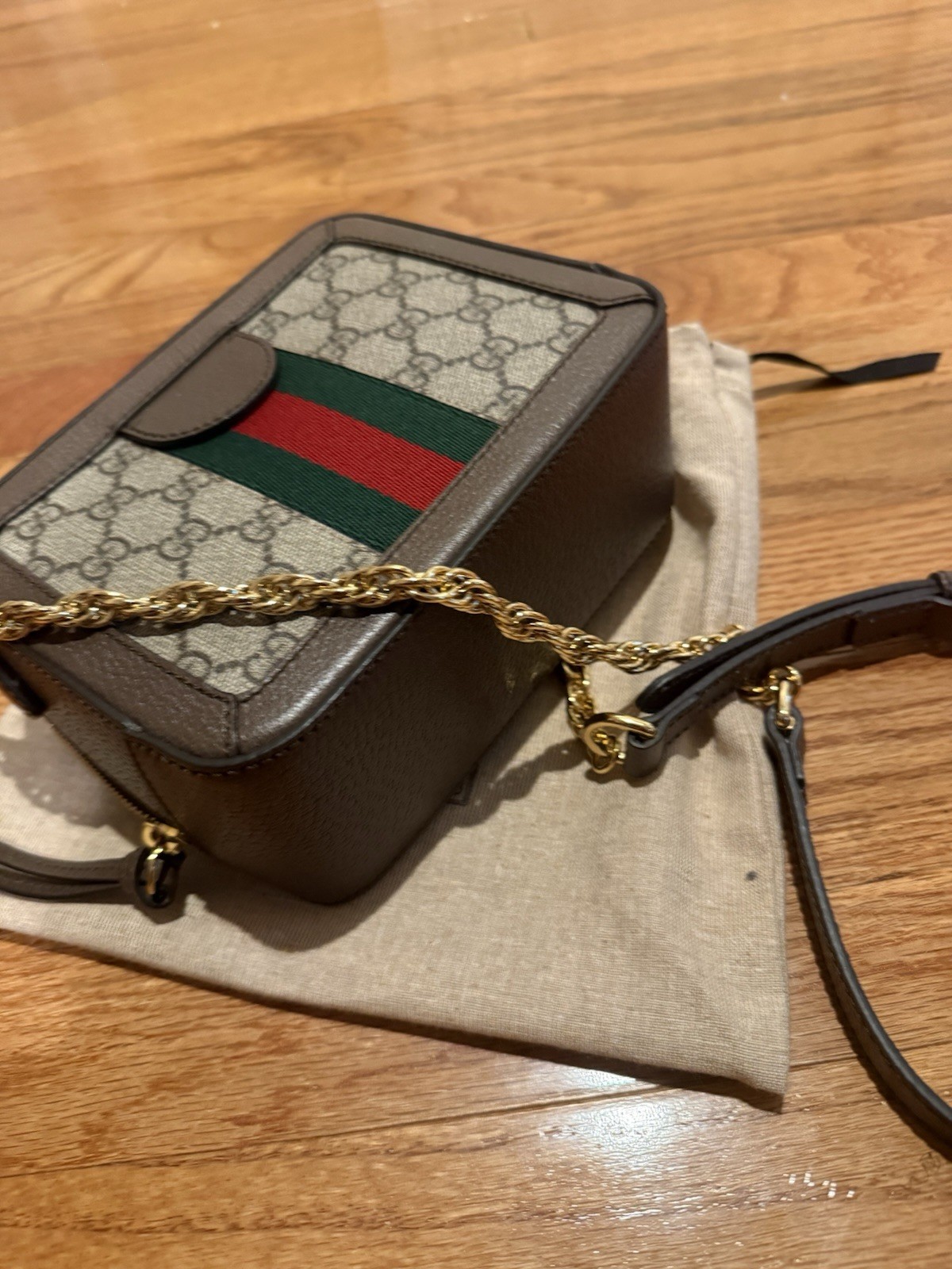Gucci GG Supreme Monogram Mini Ophidia Top Handle Shoulder Bag Authentic New