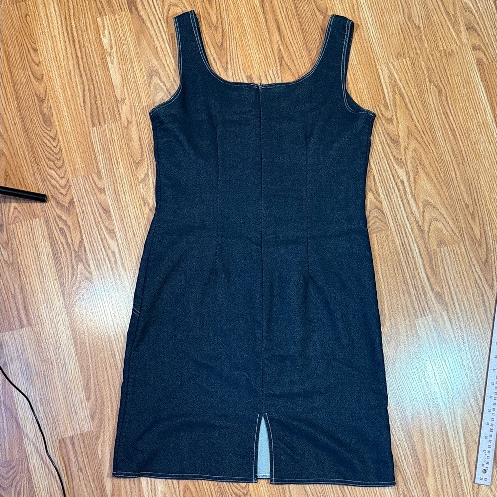 Bali Dark Blue Stretch Denim Sleeveless Shift Dress – Size L