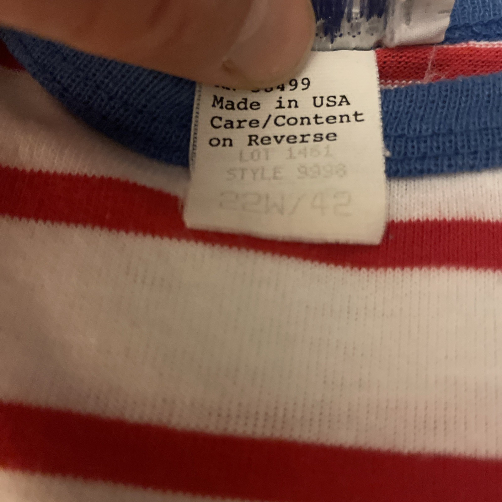Vintage 80s Striped Ringer Tank Top Red White Blue USA Banded Hem Women’s 22W