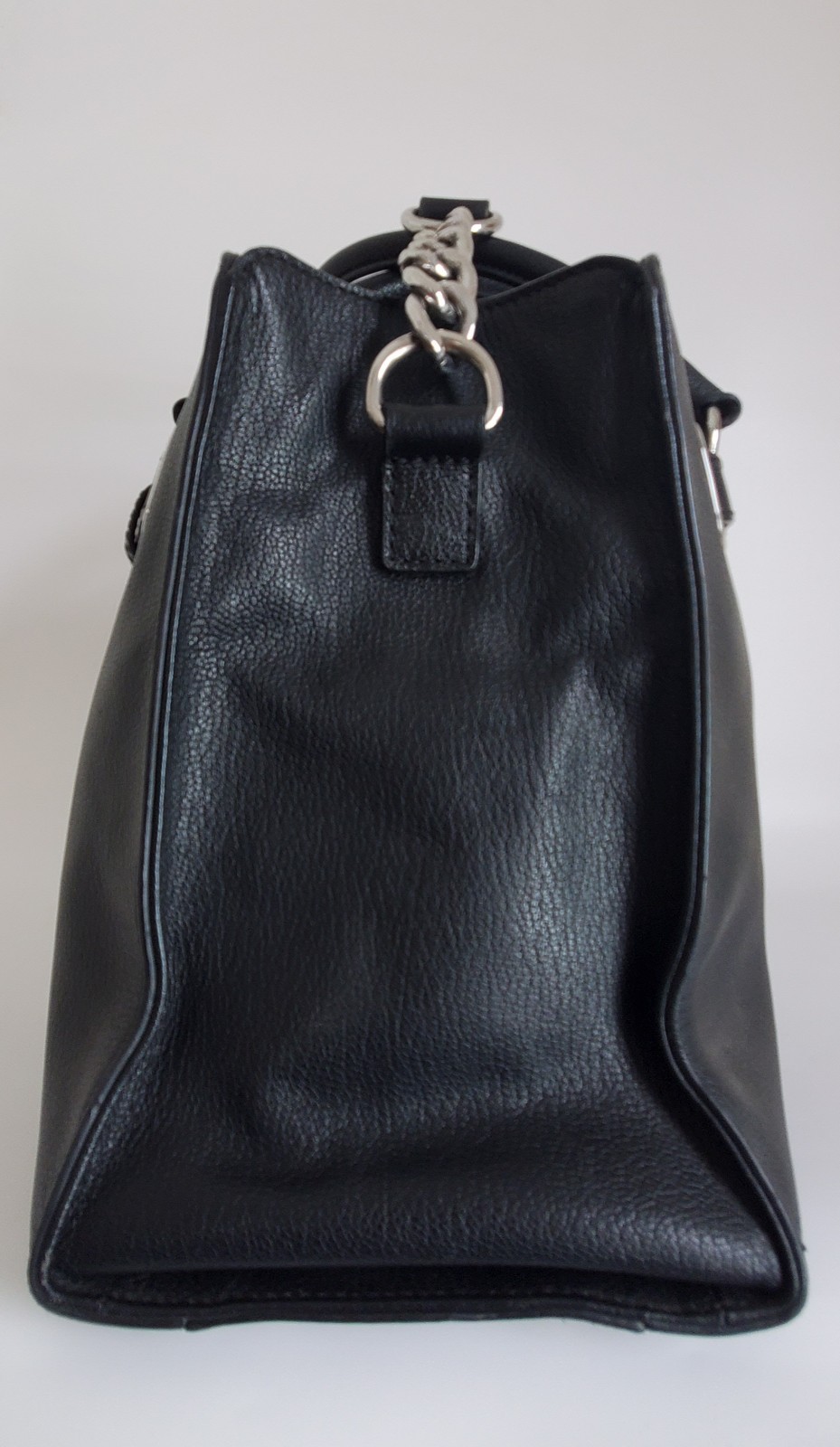 MK HAMILTON BLACK PEBBLED LEATHER SATCHEL HAND BAG SILVERSTONE HARDWARE MEDIUM