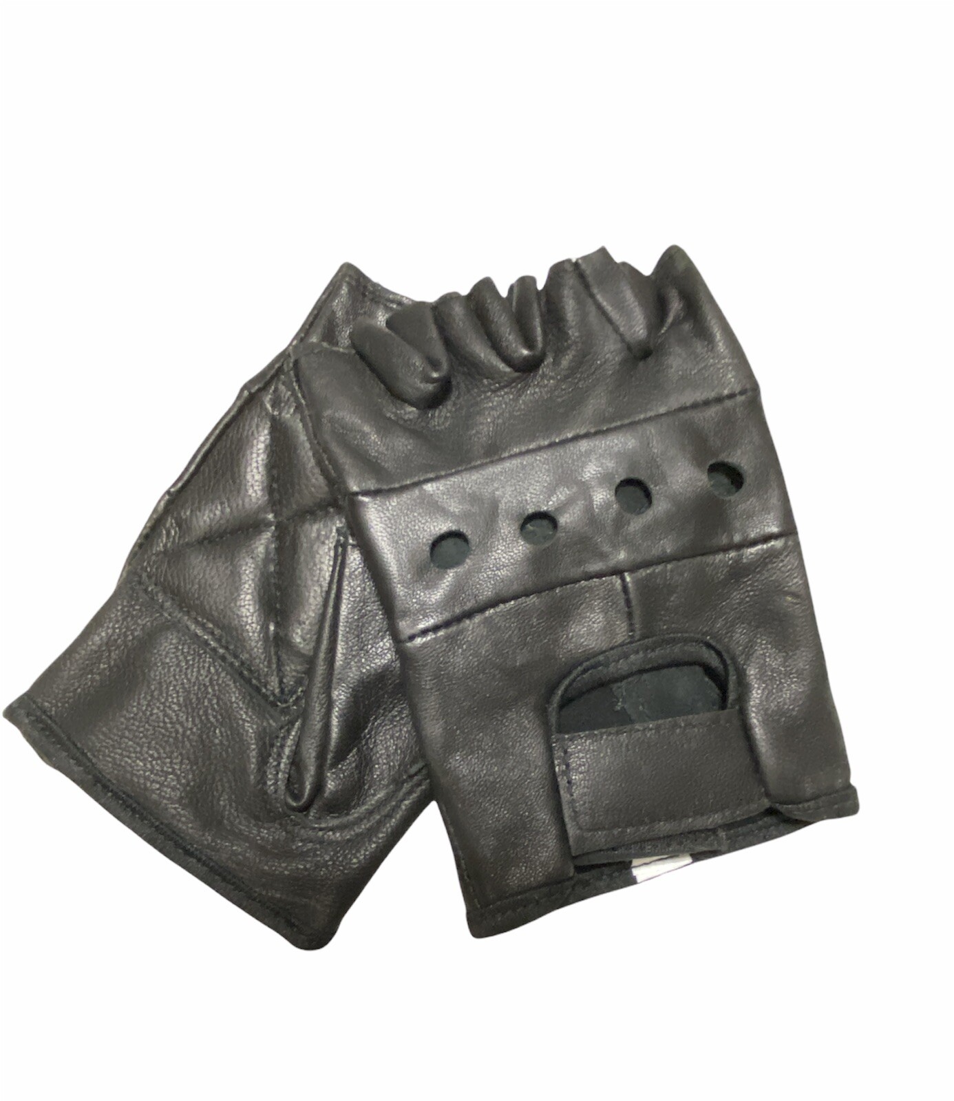 LEATHER FINGERLESS Men’s DRIVING MOTORCYCLE BIKER GLOVES ALL SIZES