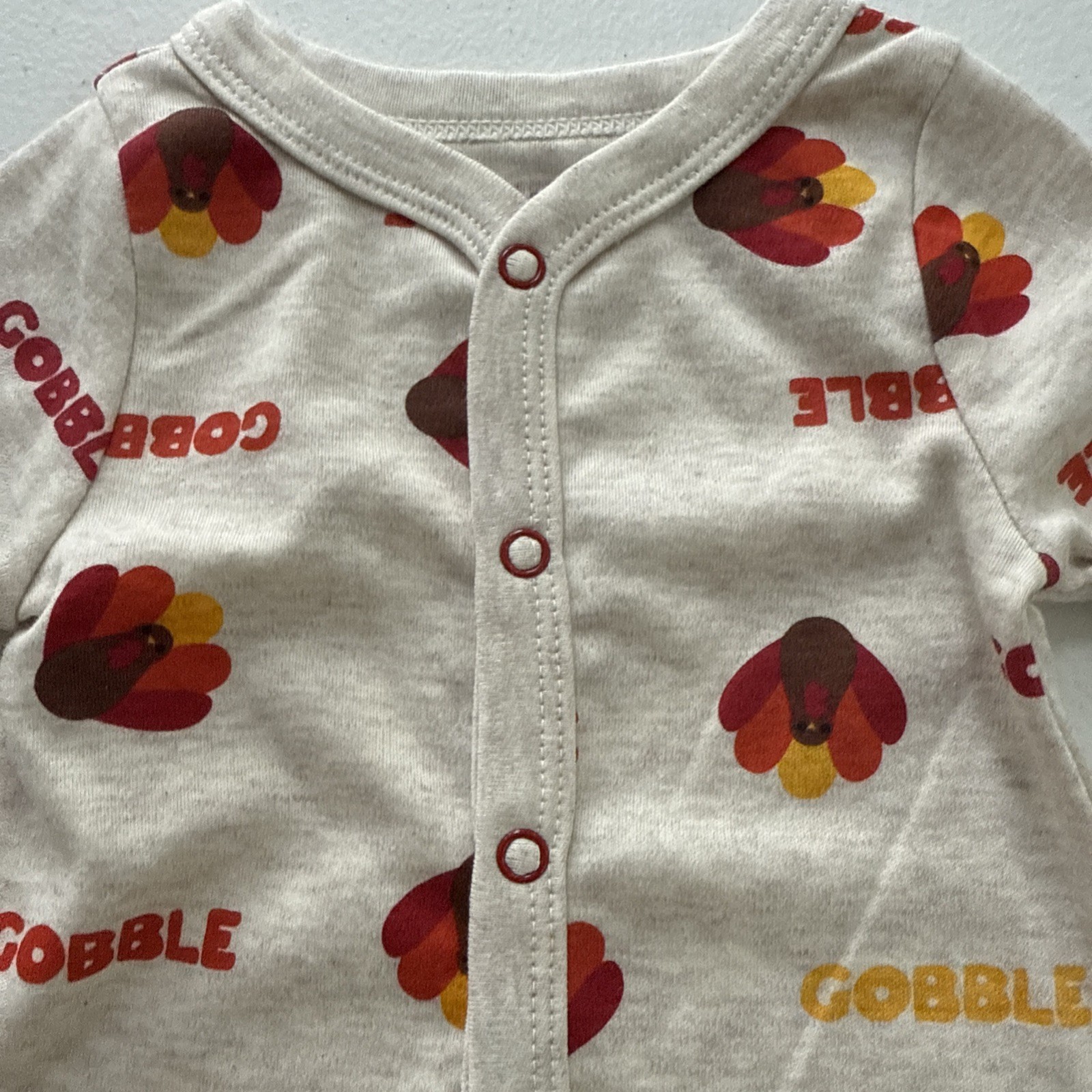 Thanksgiving Sleeper Pajamas Footed All Over Turkey Gobble 0-3M New
