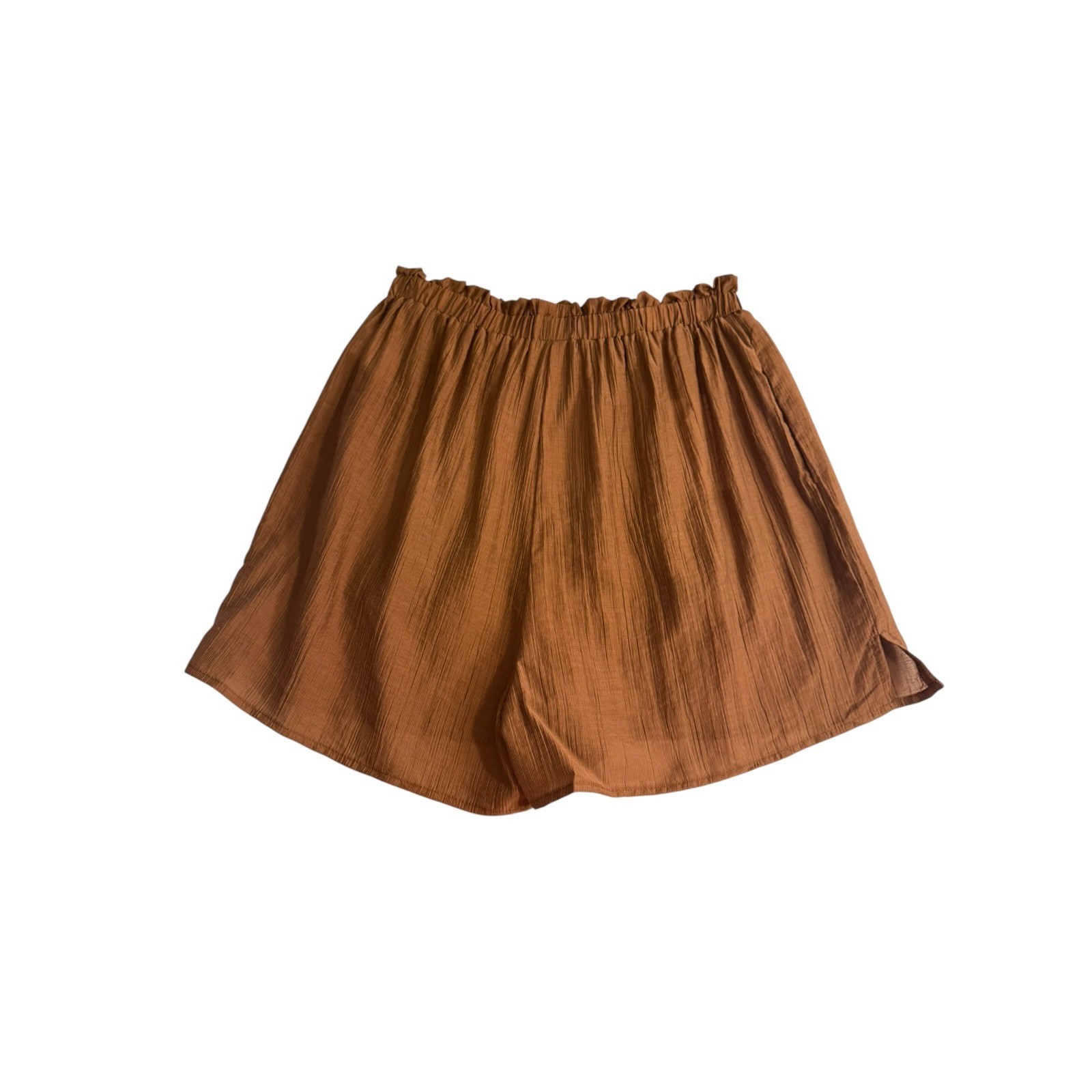 Cupshe Womens Rust Brown Textured Paperbag Waist Shorts Small DAA07C4C002JJ