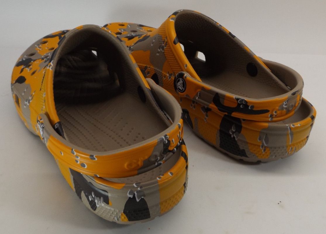 Mens 13 Crocs Classic Clog Shoes Duck Camo Classic Orange Tan Black White