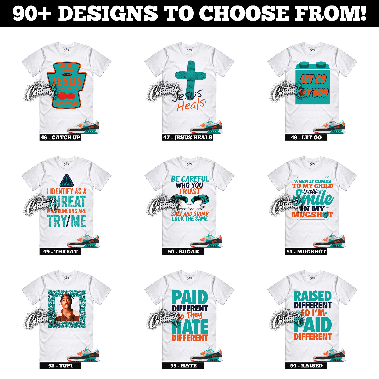 Miami Air Max 90 Dolphins White Pitch Blue Turbo Green Sneaker T Shirt to Match