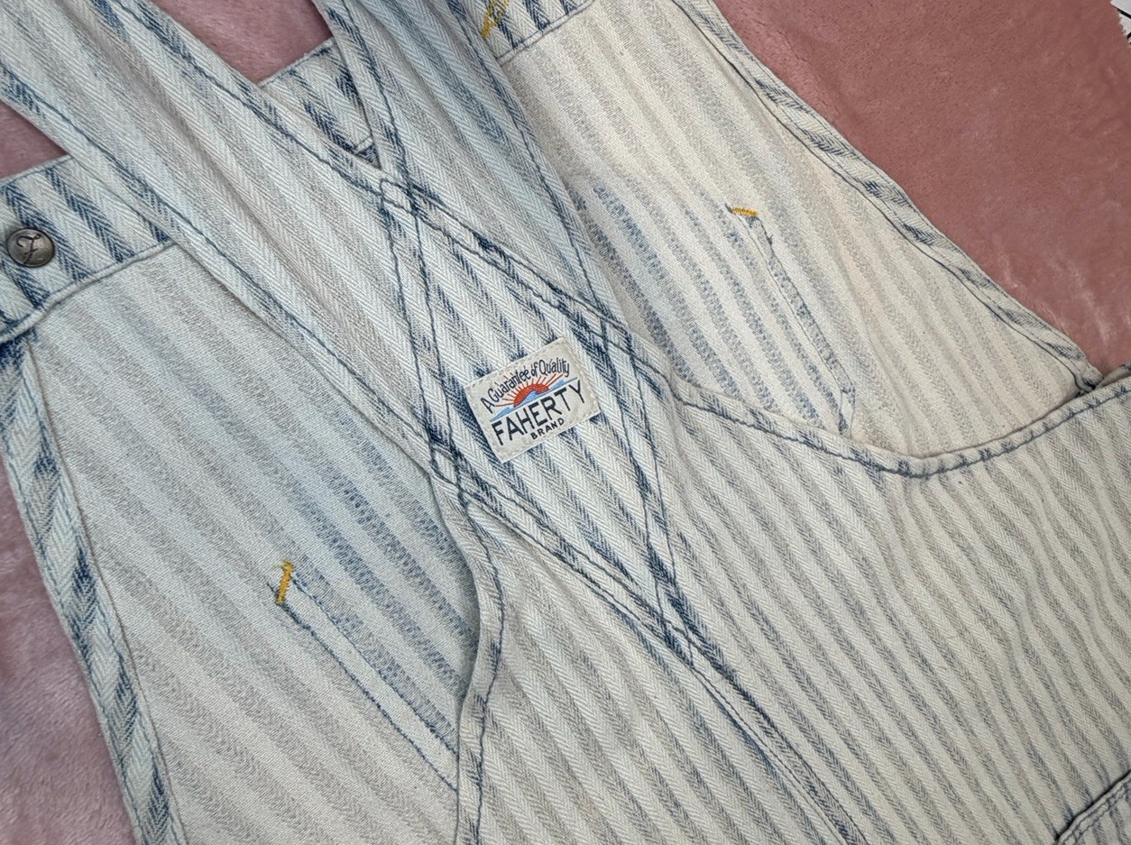 NWOT Faherty Skirt Overall M Topsail Skirtall Indigo Railroad Hickory Stripe Bib