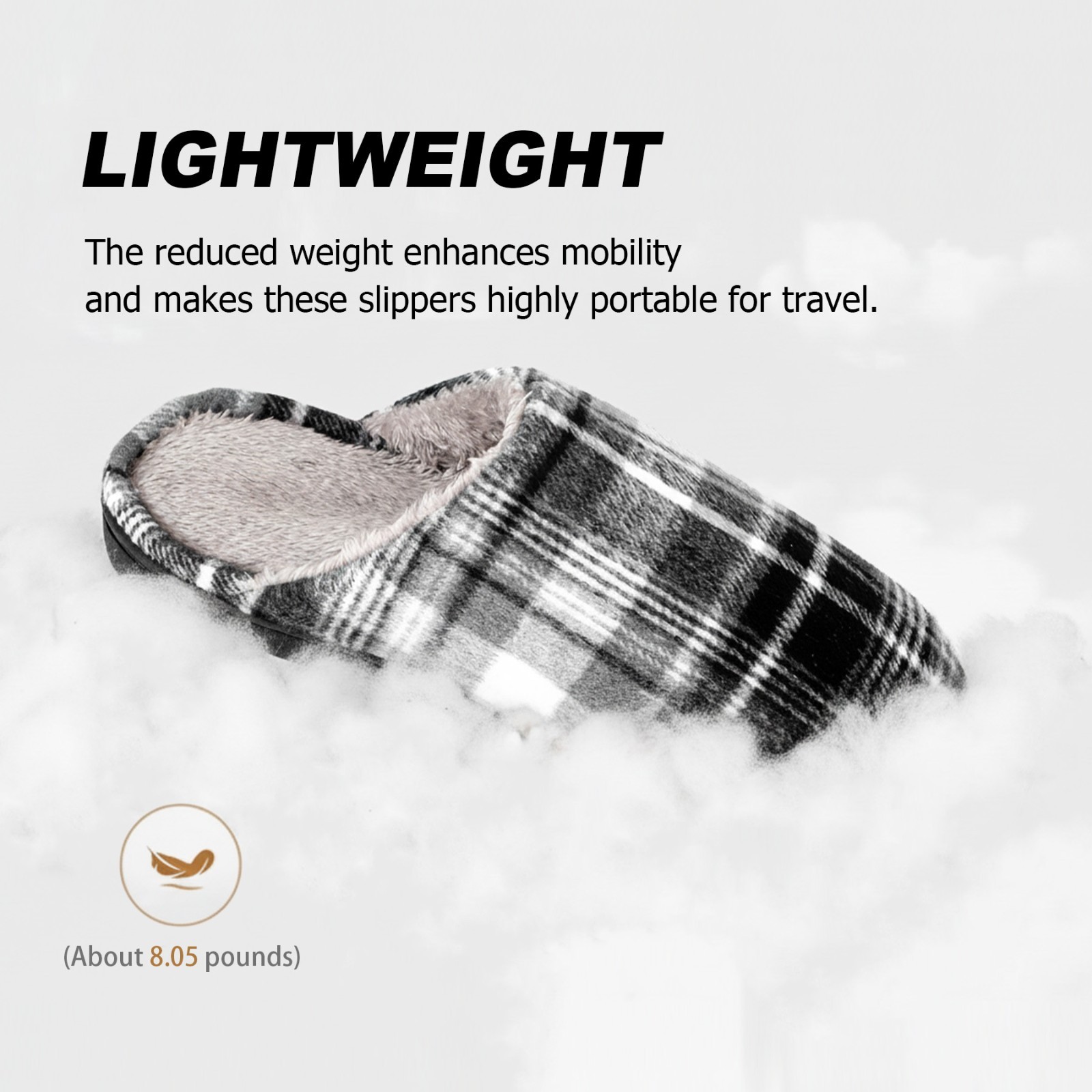 riemot Mens Furry Warm Slippers Memory Foam Slippers Comfortable House Slippers