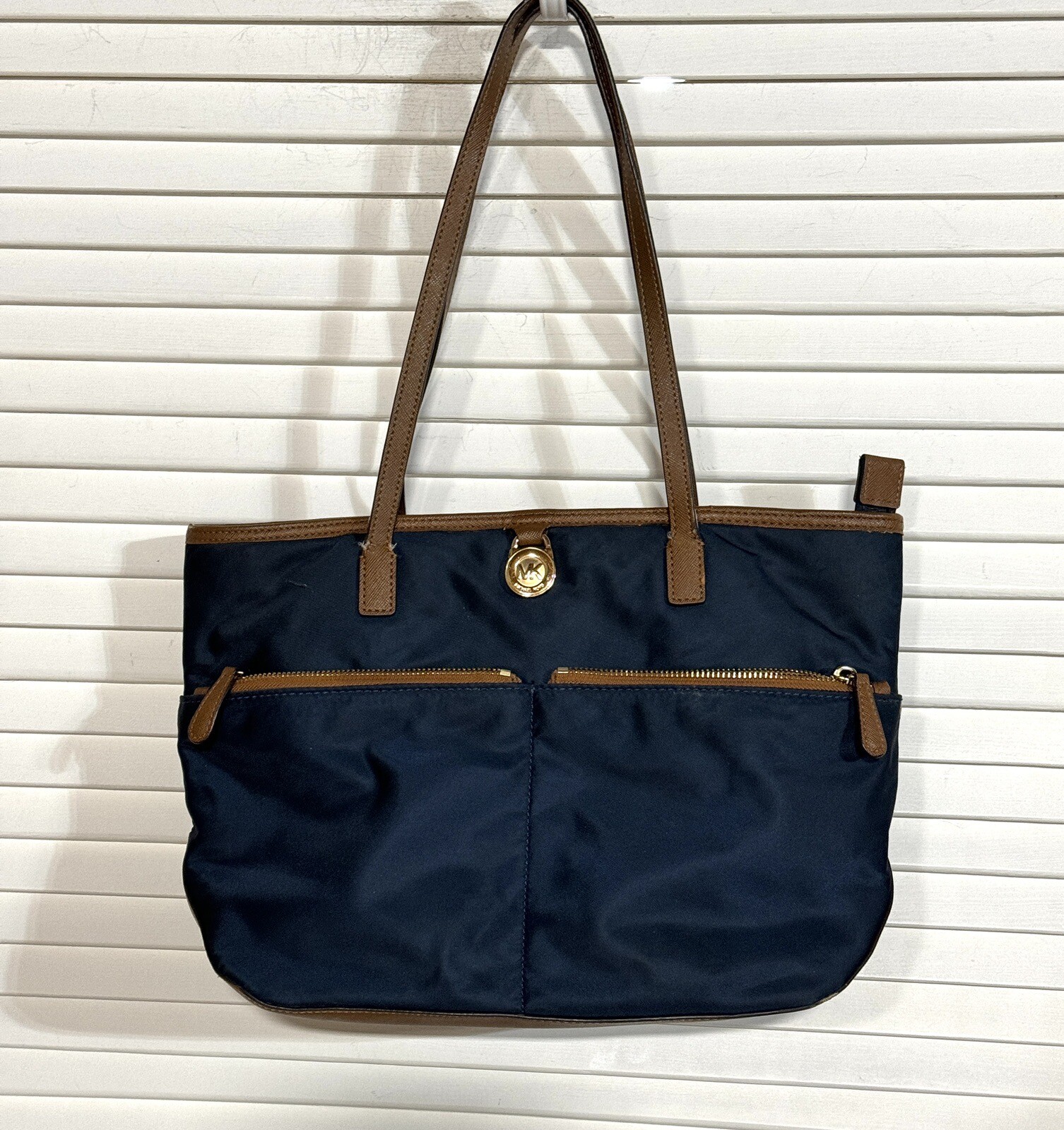 Michael Kors Purse Navy Kempton Tote Bag See Some Damage And Wear In Pictures
