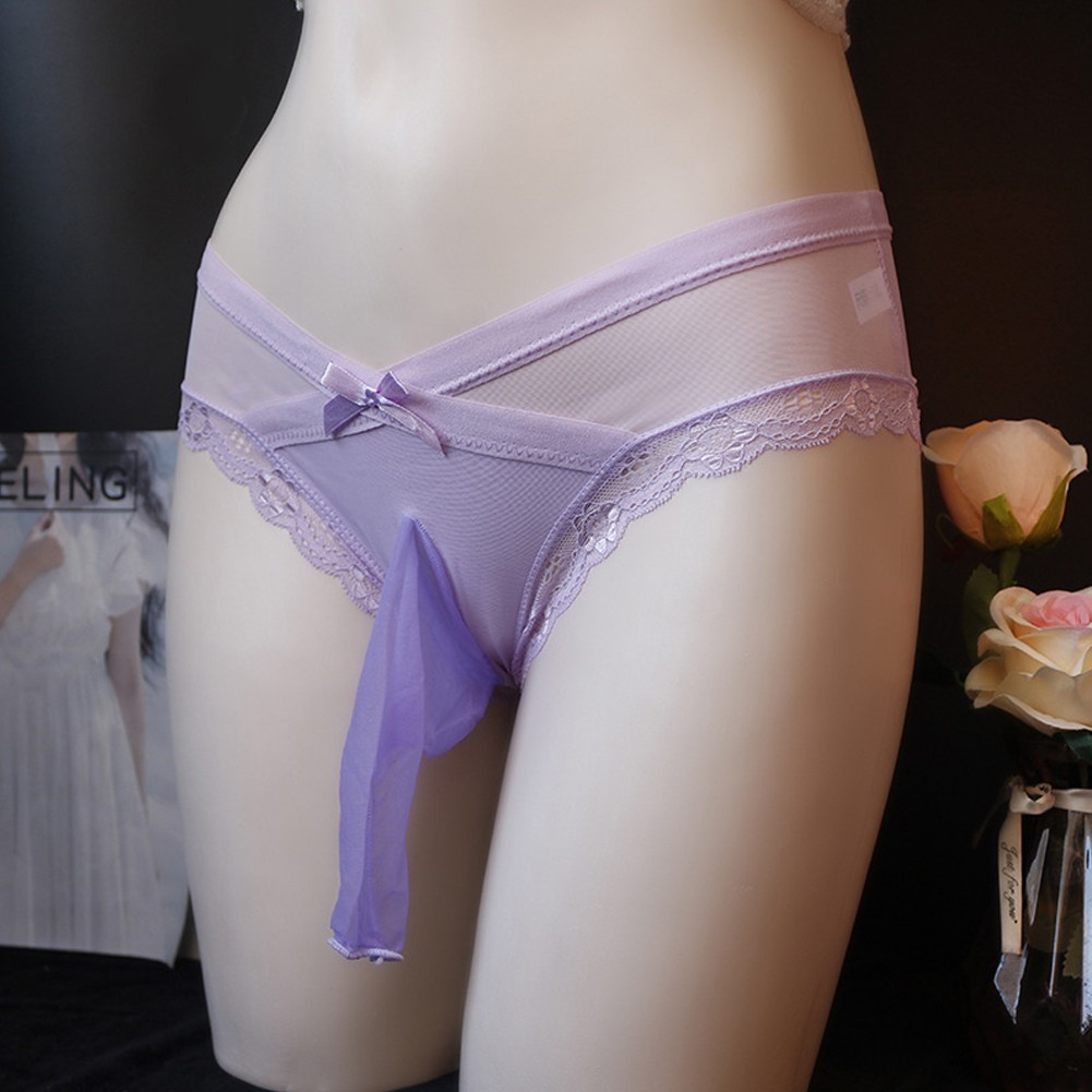 All Seasons Men Underwear Briefs Sexy Bugle Pouch Fashion Lacework Bowknot