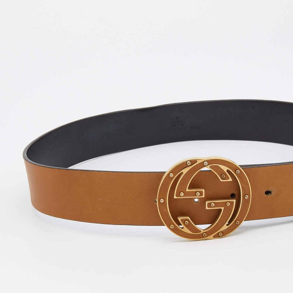 GUCCI Leather Belt Brown 80cm