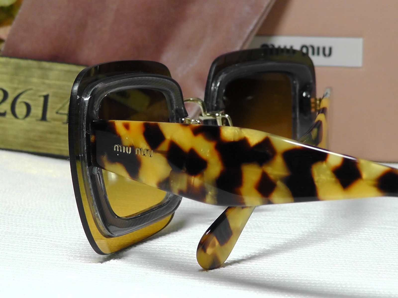 MIU MIU MU01RS67 Light Havana Glitter Frame Yellow Lens 67 17 140**ITALY***NIB**