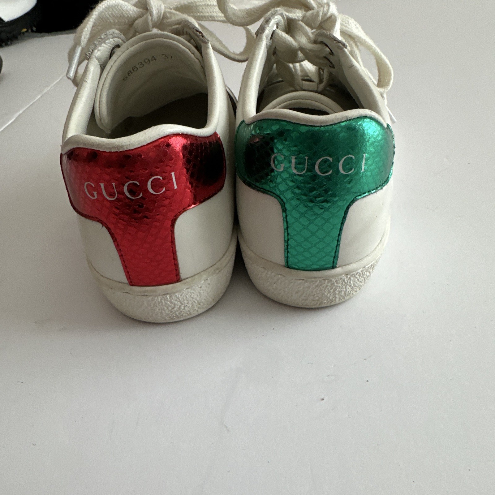 Gucci White Leather Web Stripe Logo Low Top Lace-Up Sneakers EU 37 US 6.5
