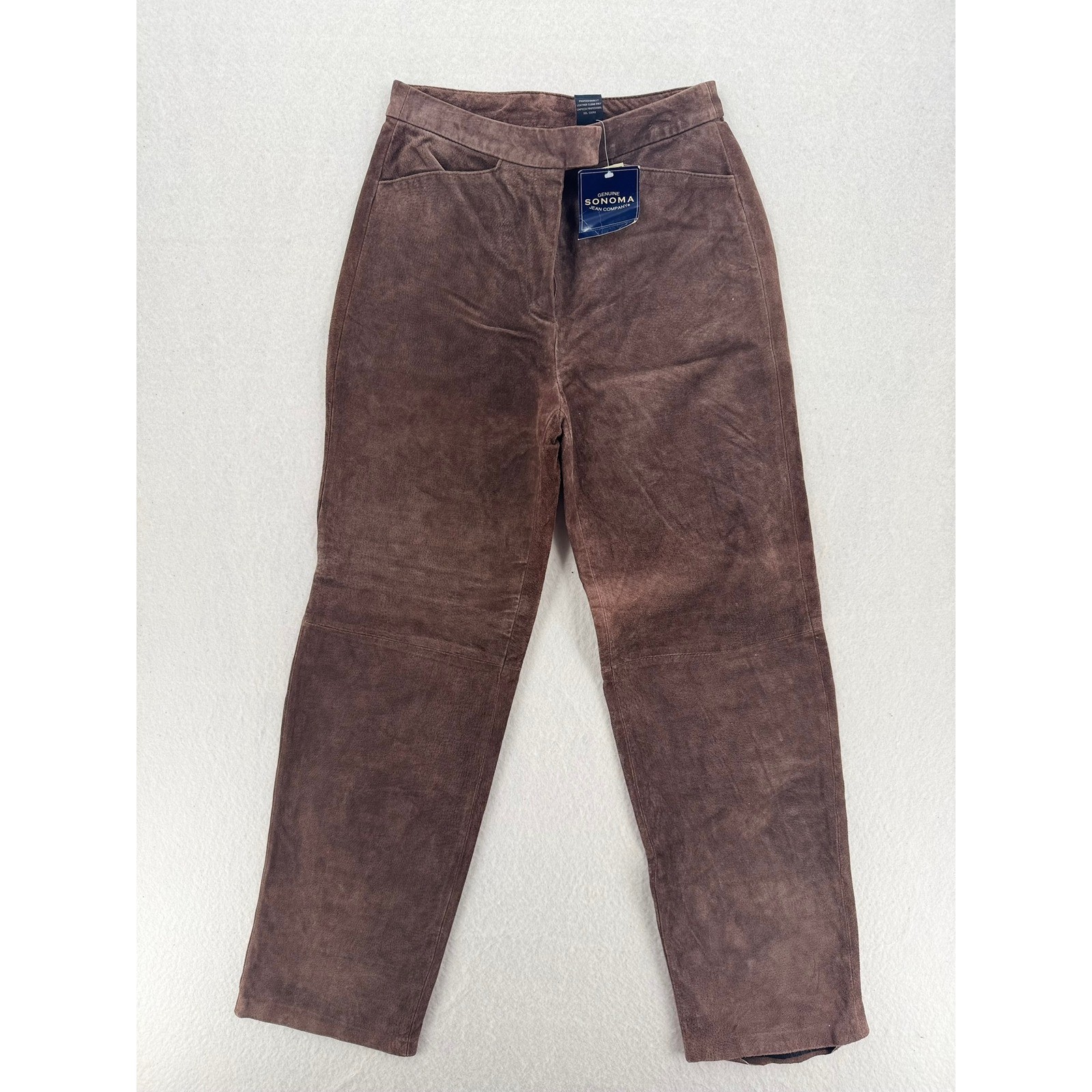 NWT Western Bohemian Festival Womens Brown Suede Leather Pants Straight Leg 8