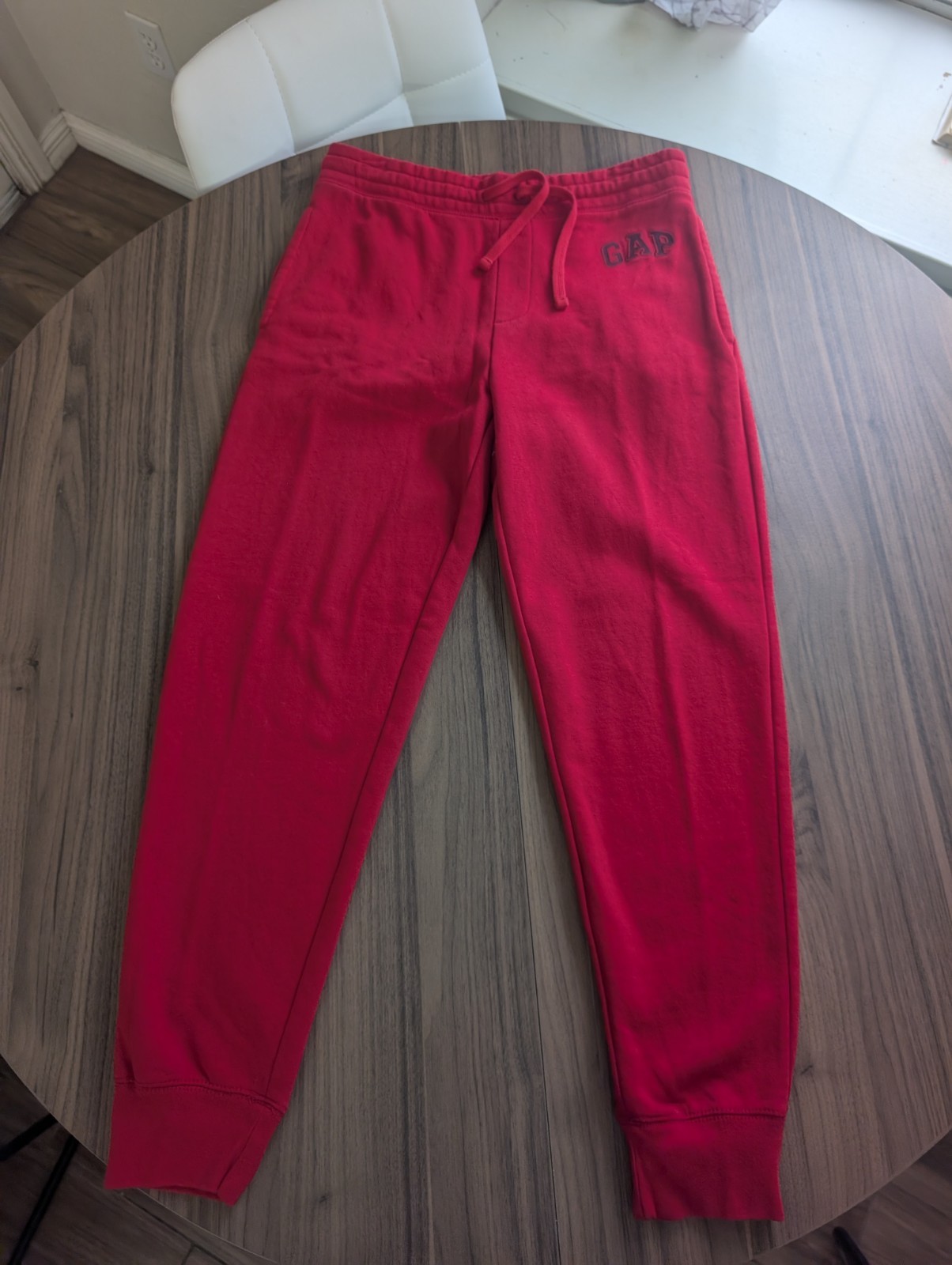 GAP Red Fleece Jogger Sweatpants Drawstring Logo Lounge Pants Size Medium