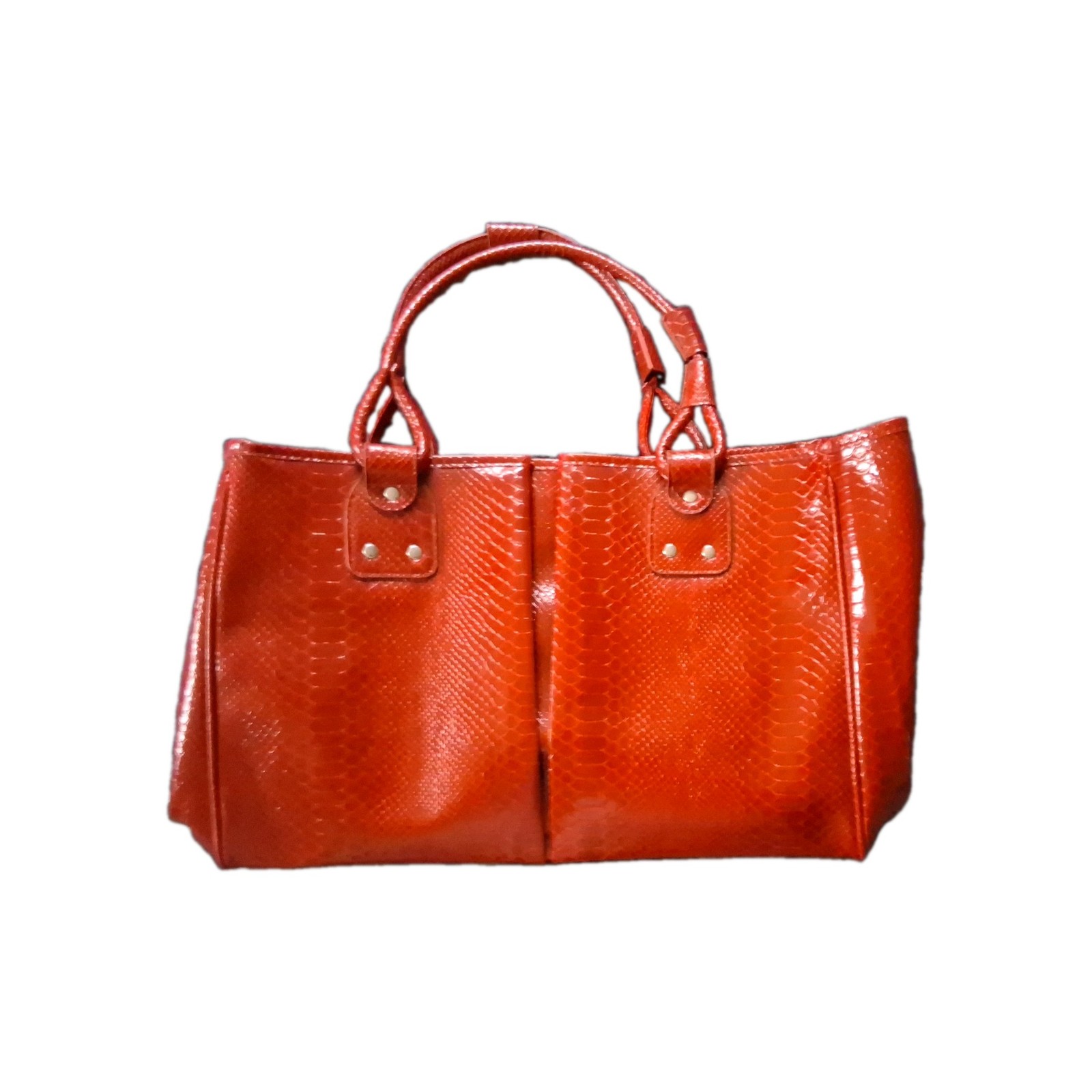 VTG Elizabeth Arden Red Snake Embossed Faux Leather Tote Shoulder Bag Huge Croc