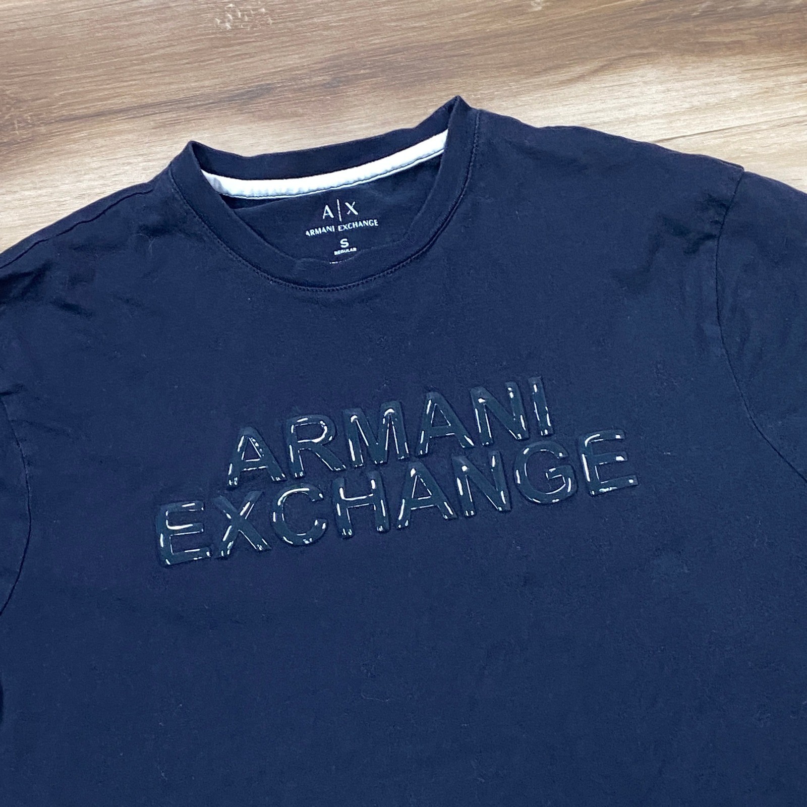 Armani Exchange T-Shirt Mens Small Streetwear 100% Cotton Regular Navy Blue