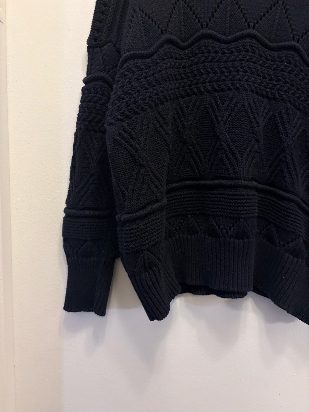 Splendid Navy Black Textured Knit Crewneck Sweater Women’s XS Relaxed Fit