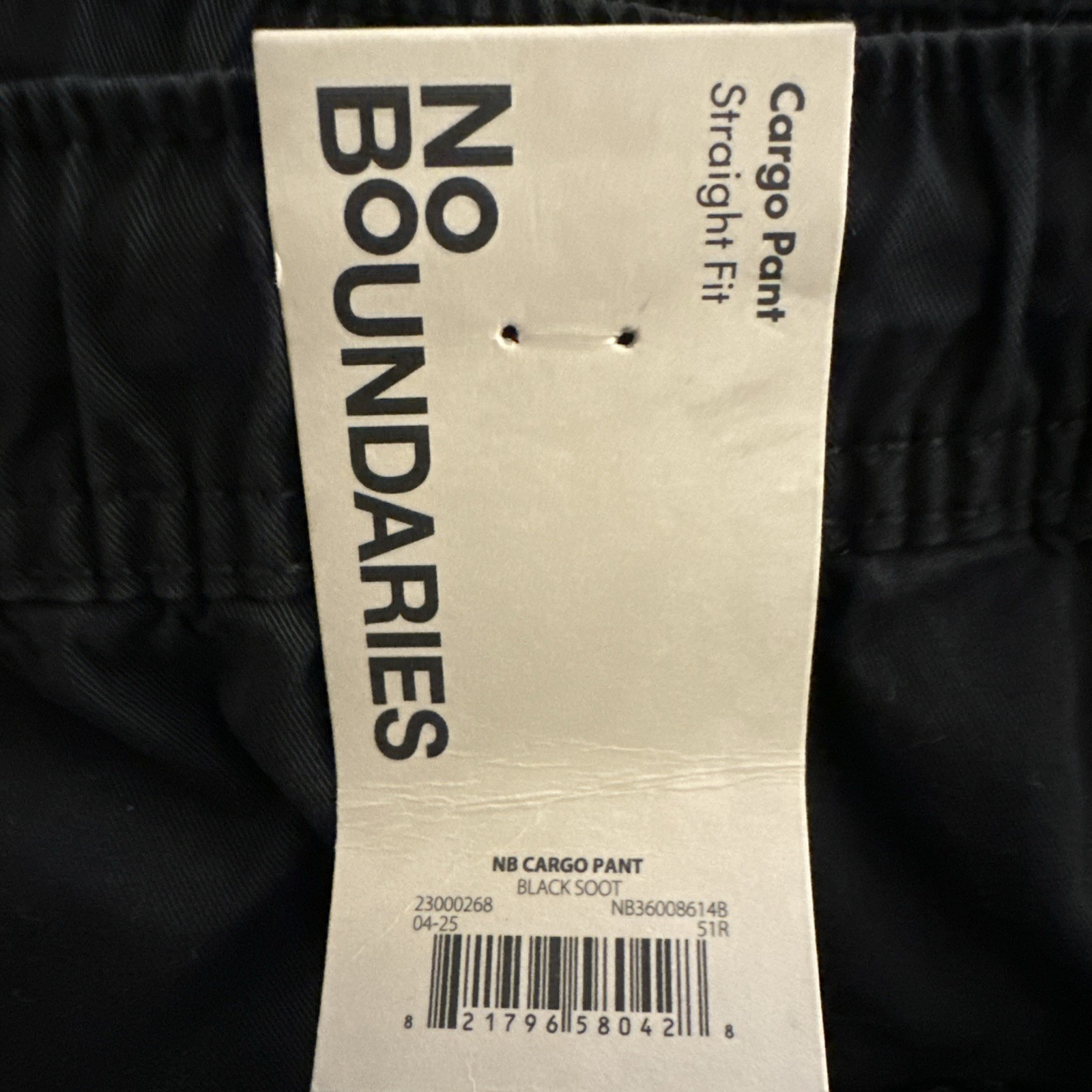 New No Boundaries Men’s Cargo Pants Black Soot Size 2XL (44-46)