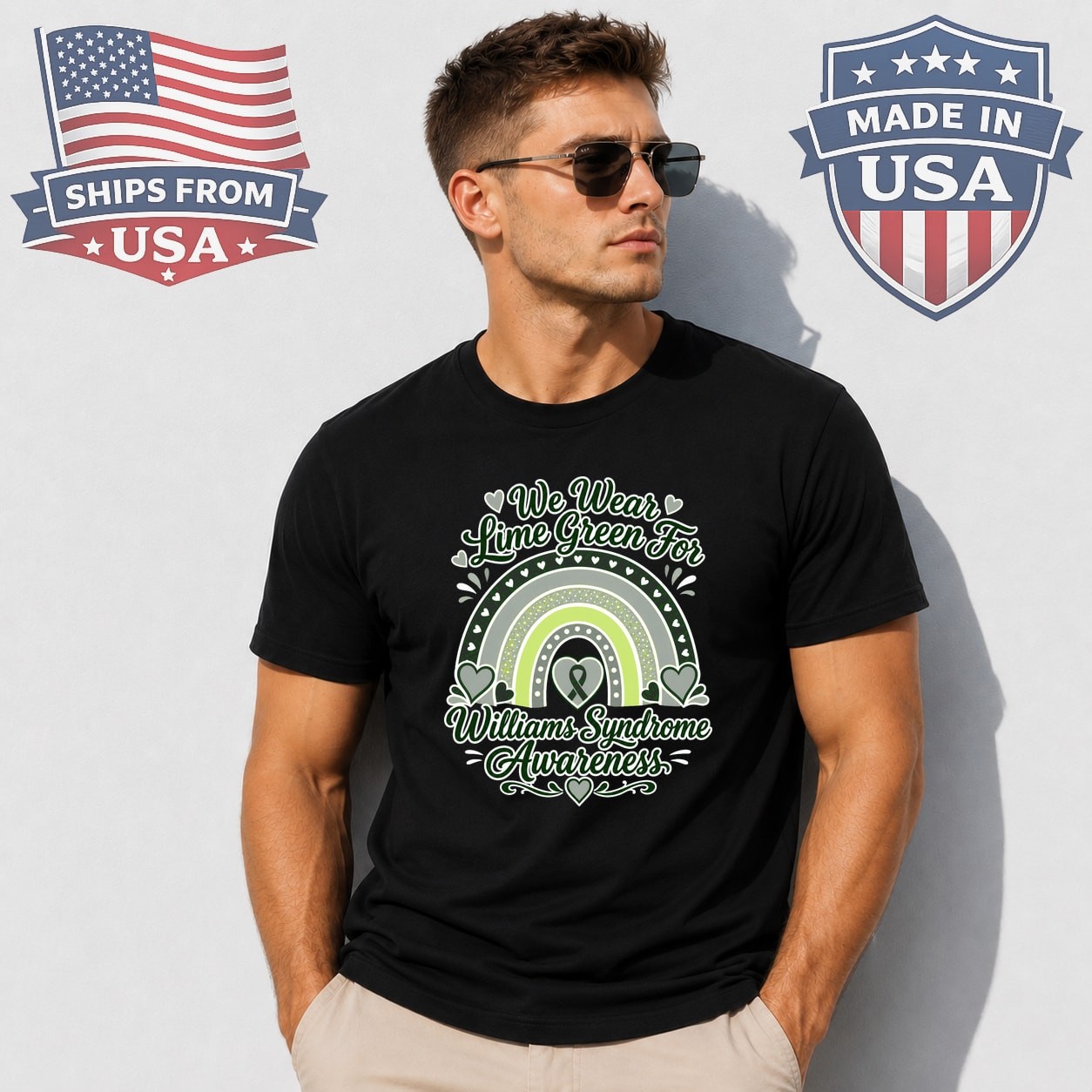 We Wear Lime Green For Williams Syndrome Awareness Graphic T-Shirt