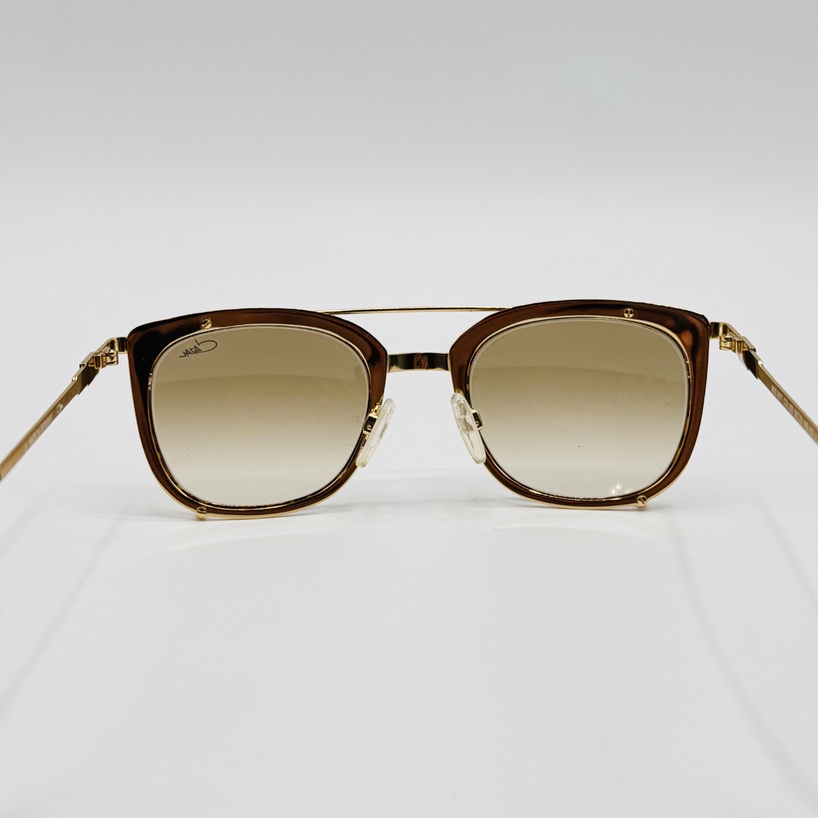 Cazal Sunglasses 9077 002 Gold Leopard Print Frame Brown Gradient Lens 50mm NEW
