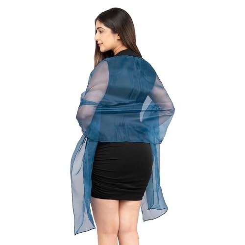 FYNITE Sheer Organza Shawls and Wraps for Women – 79″x21″ Inches Dark Teal