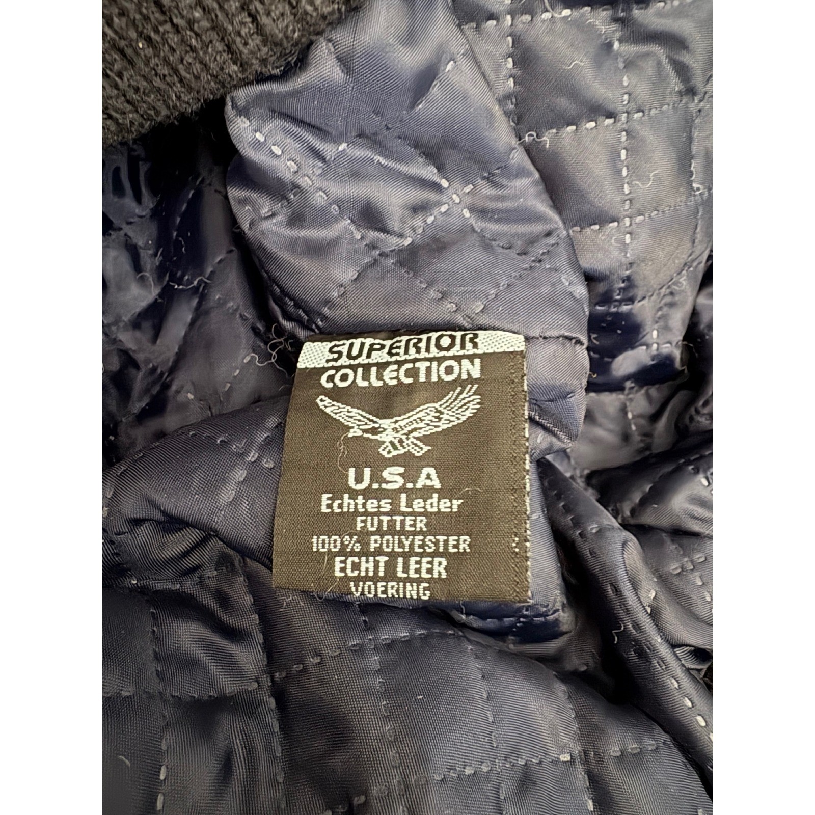 Superior New York Mens XL Blue Leather Bomber Cafe Racer Jacket Moto YKK Zip