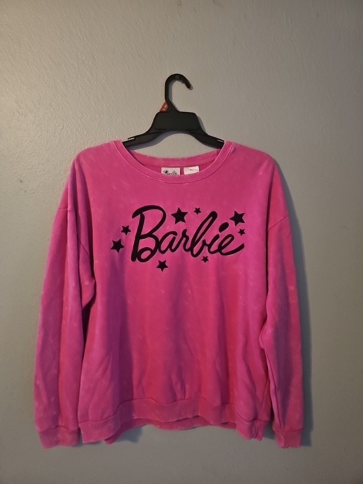 Barbie Pink Wash Pull Over Sweatshirt Size X-Large Super Comfy