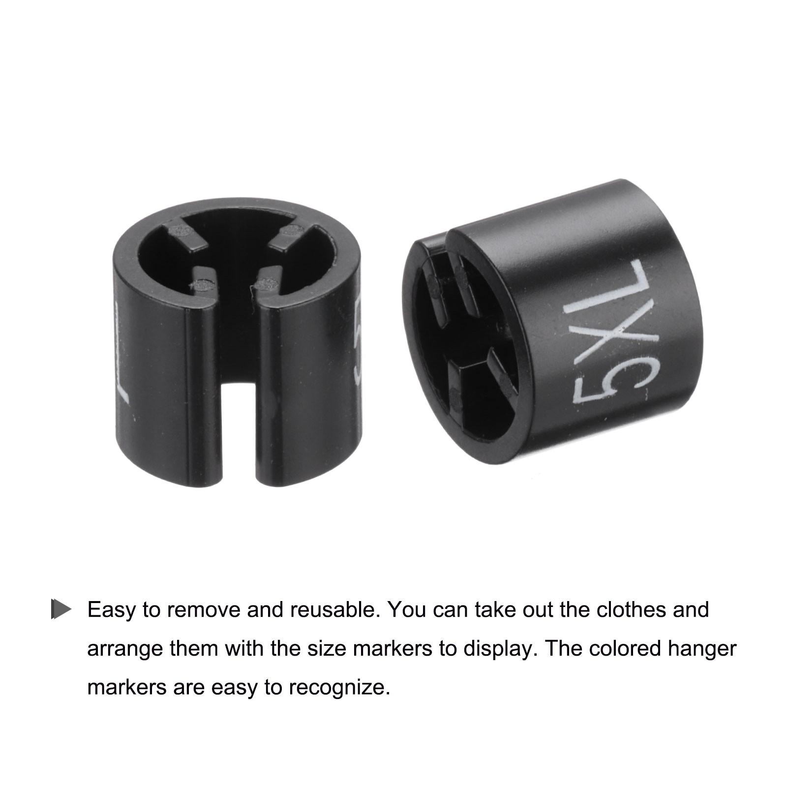 Clothes Hanger Marker XXS/XS/S/M/L/XL/2XL/3XL/4XL/5XL Black 3mm Rod 250Pcs