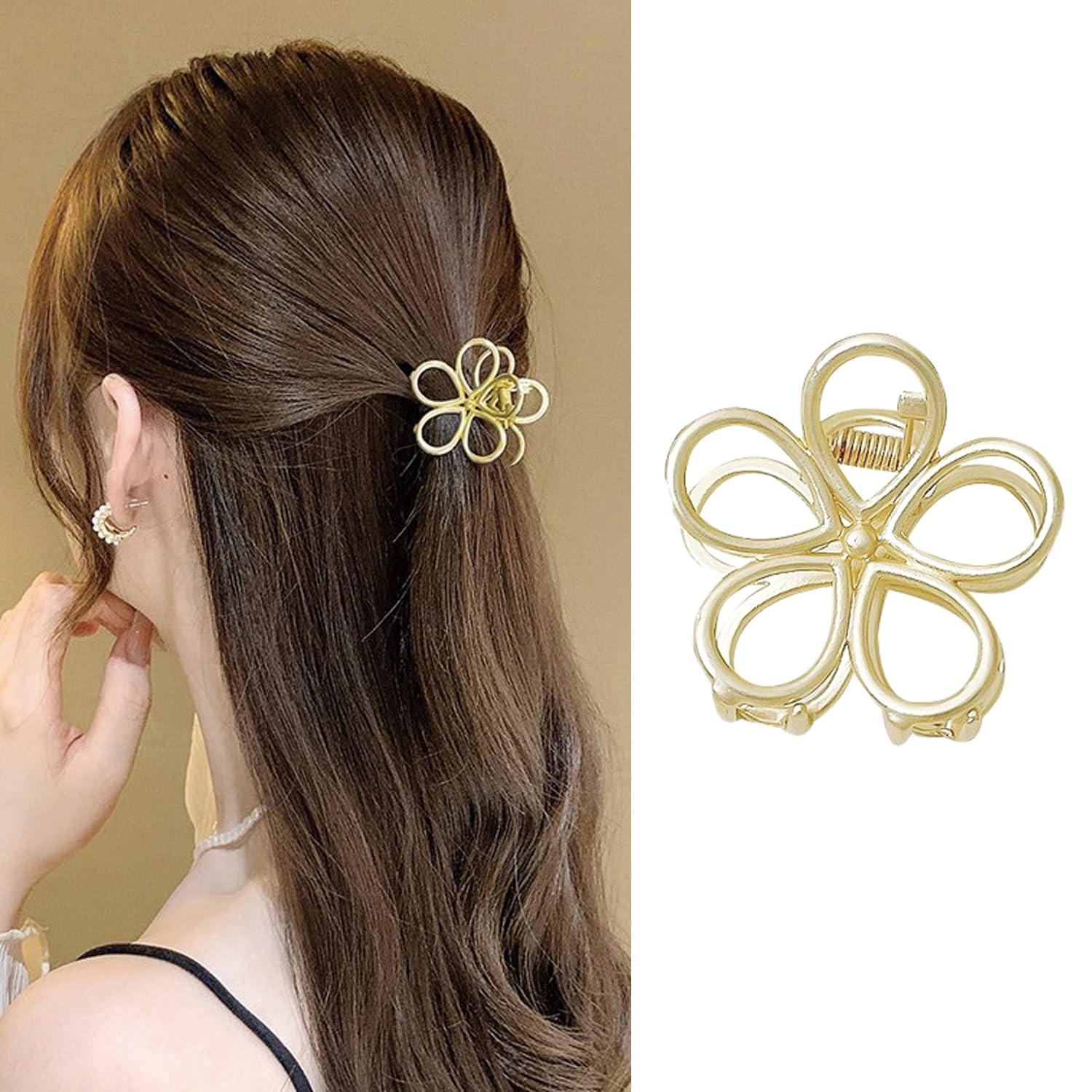 Gold Flower Hair Clip Small Cute Fashion Metal Accessory For Women 1 PCS