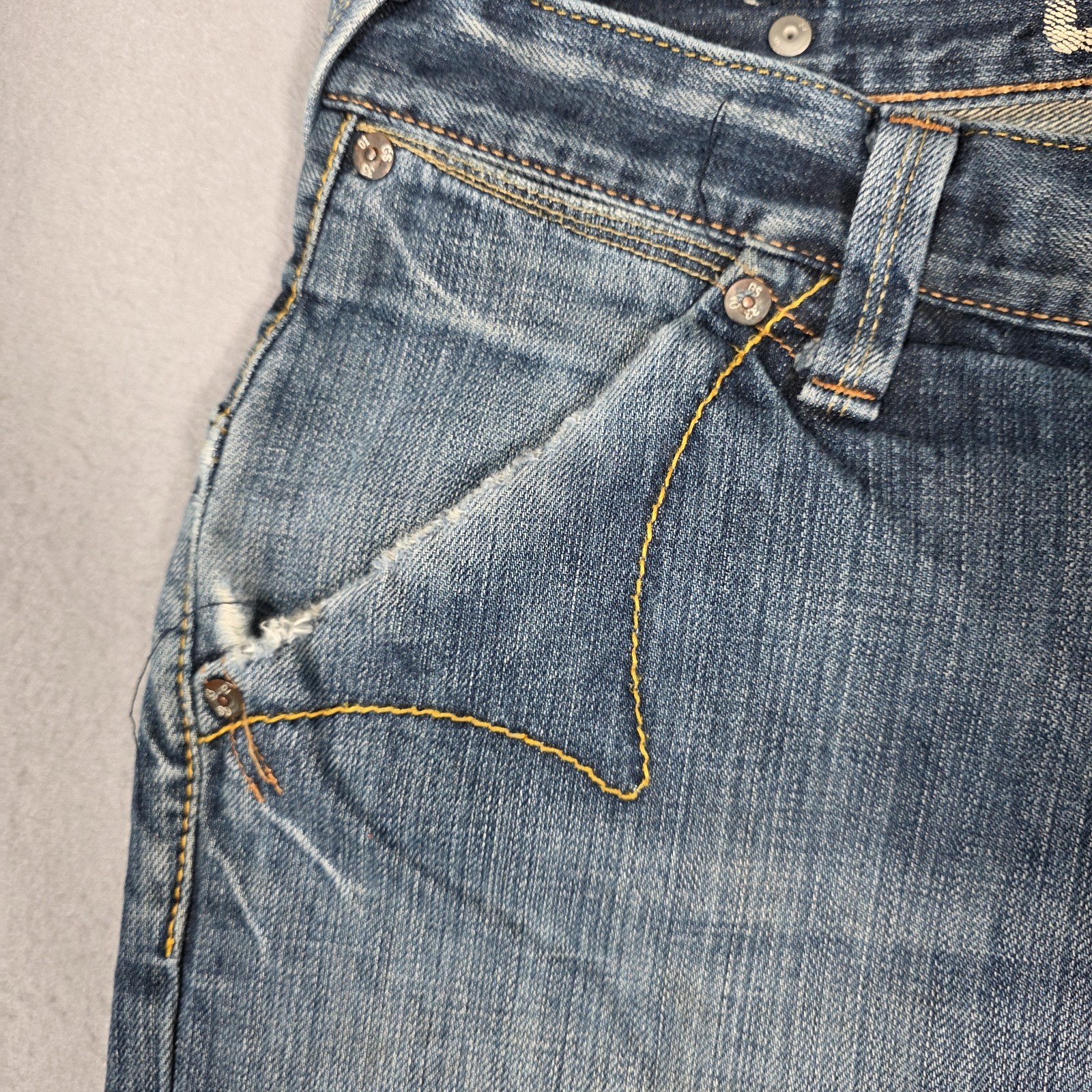 G Star Raw Jeans Mens 36×33 (Measured) Blue 3301 Straight Distressed Denim