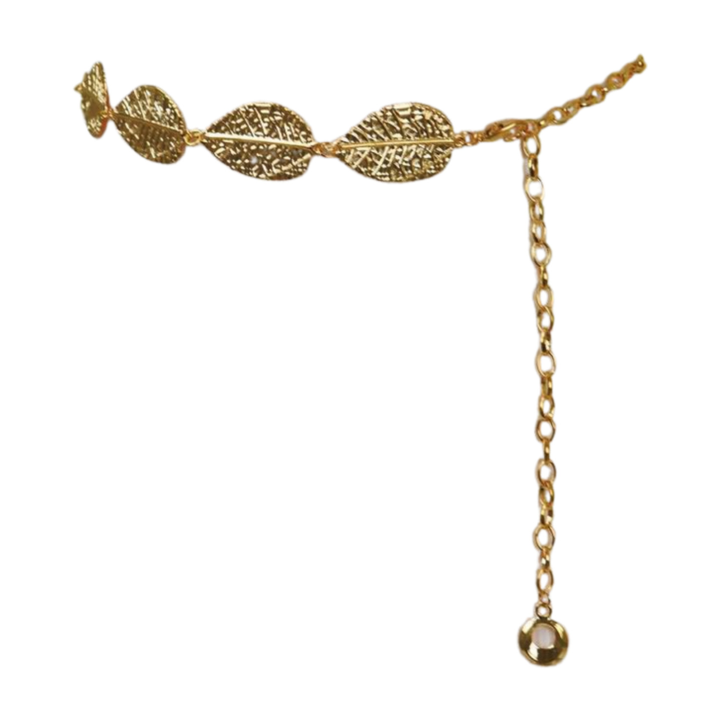 Women Gold Color Metal Chain Fashion Belt Hip High Waist Leaf Charms Size S M