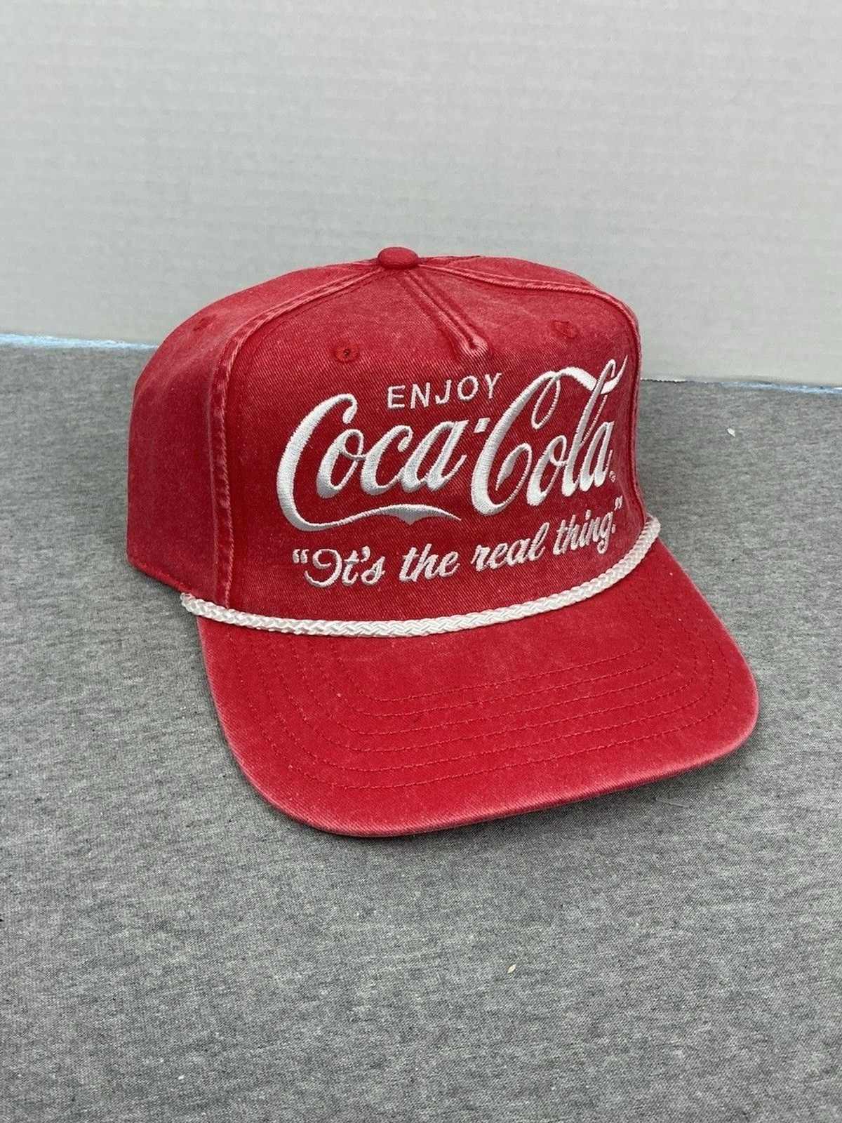 Coca-Cola Rope Snapback Hat Red White Logo Vintage Look NWT