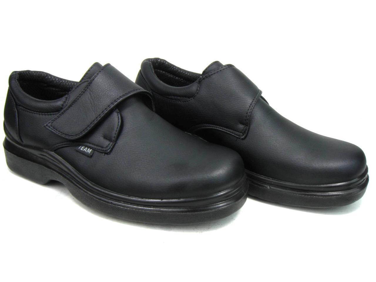 Men’s Kitchen Non-slip Working Oil Resistance Shoes Black Fast Strap Faux Leathe