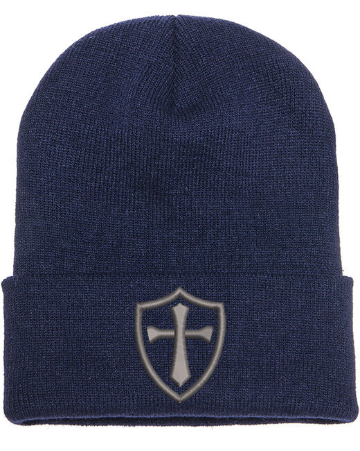 Crusader Cross Military Logo Embroidered Beanie with or without Cuff