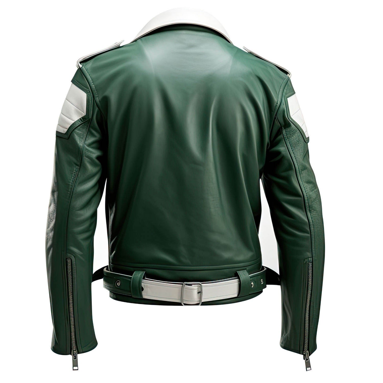 Motorbike Riding Leather Jacket Retro Cafe Racer Belted Armor Coat Men New