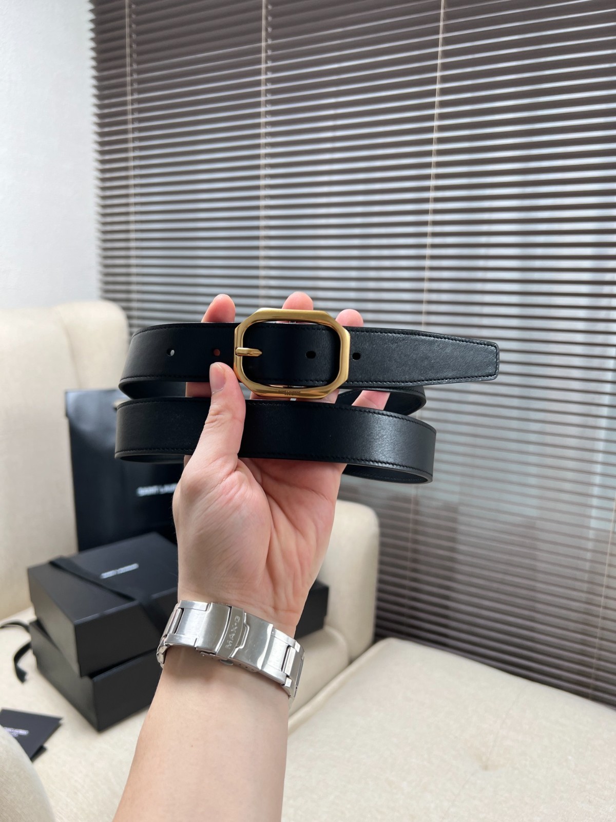 NEW Authentic Yves Saint Laurent Belt Width:3.0cm/1.18in YSL Black