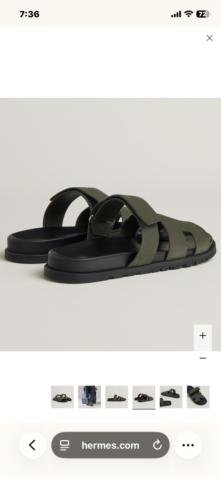 WB Hermès Chypre sandal Size 11 ETOUPE Suede Goatskin Men’s Chypre Sandals