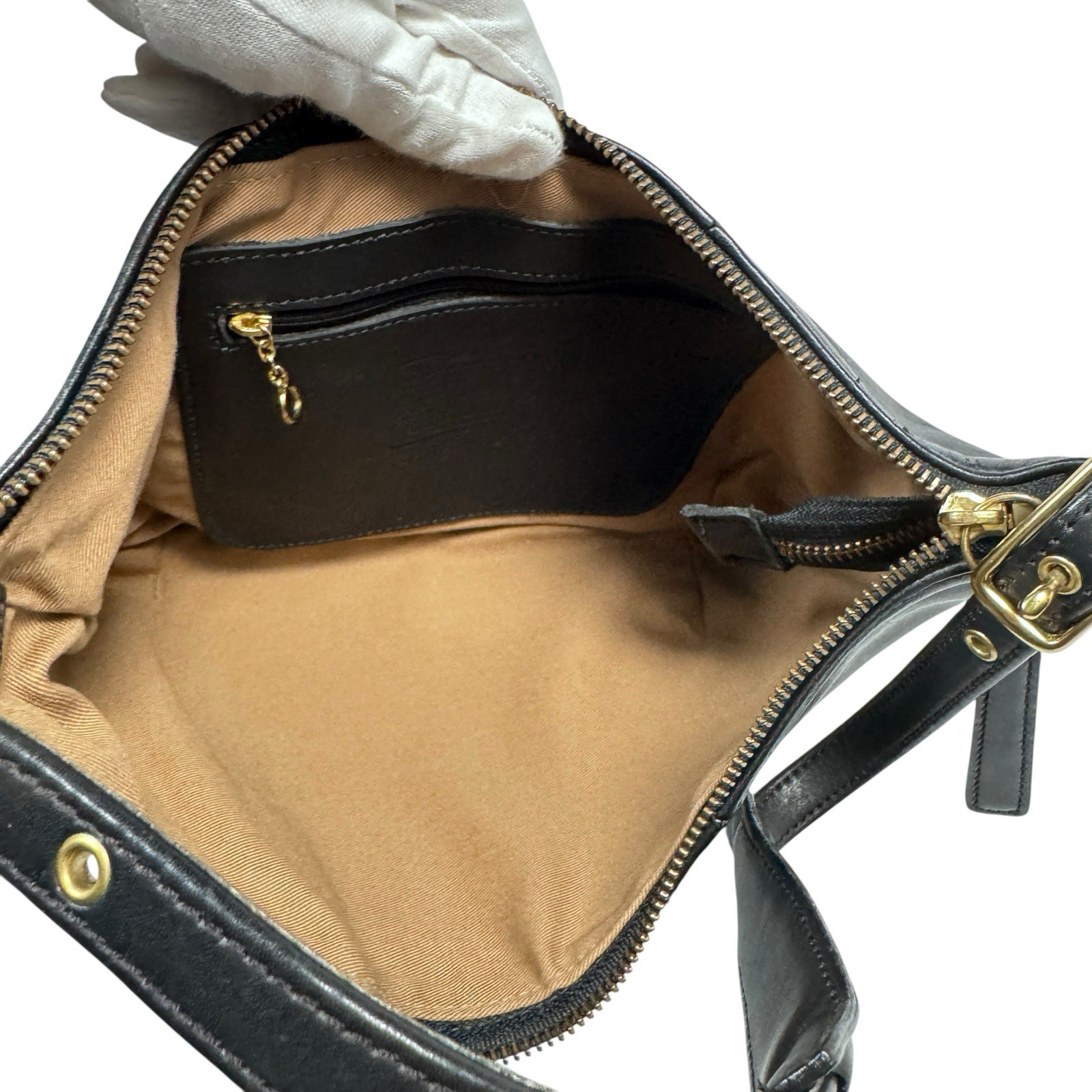 COACH Ergo Hobo 9214 Accessory Pouch Black Leather Shoulder Bag USA Vintage